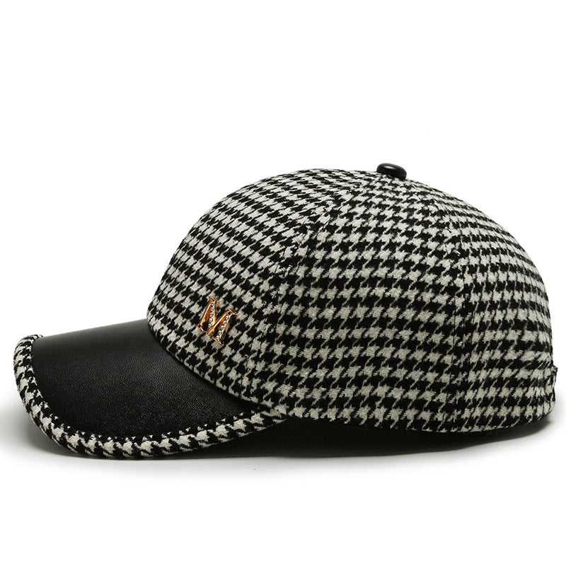 Men's And Women's Fashion Houndstooth Fine Grid Baseball