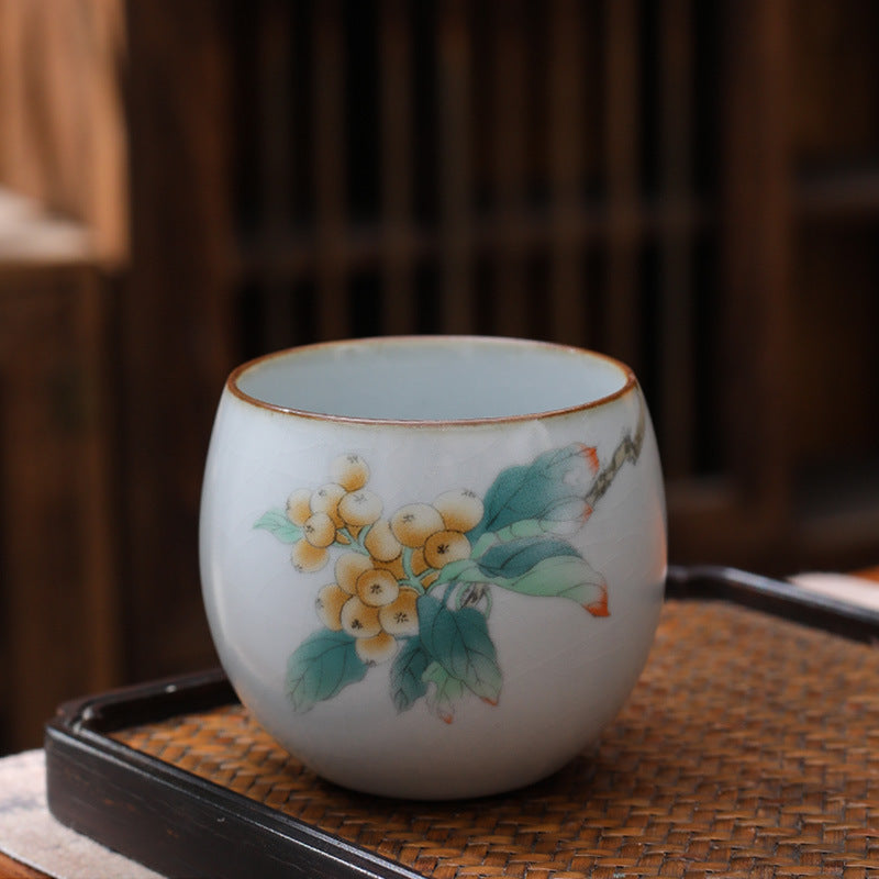 Ceramic Personal Tea Cup Gracked Glaze Supportable Tea Cup