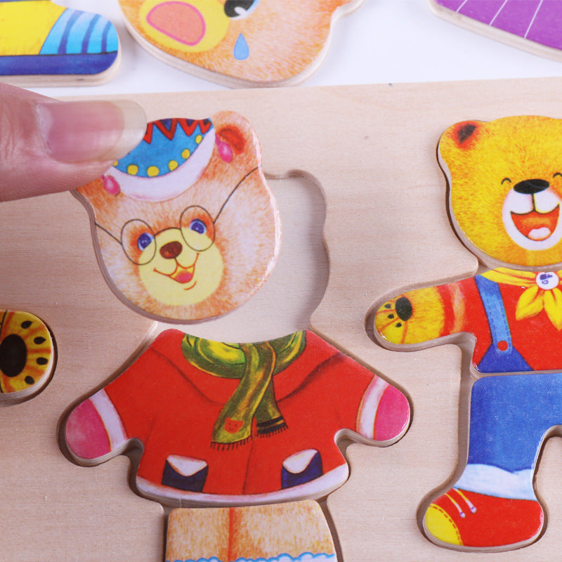 Baby puzzle blocks, bear dressing and matching toys