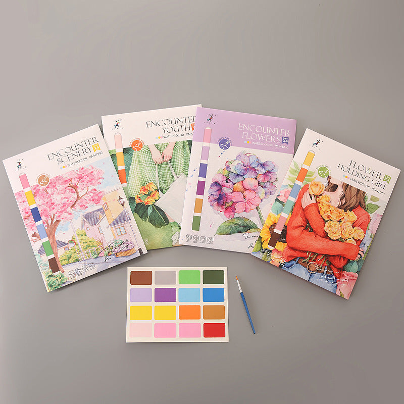 Creative Watercolor Decompression Color Filling Painting Book