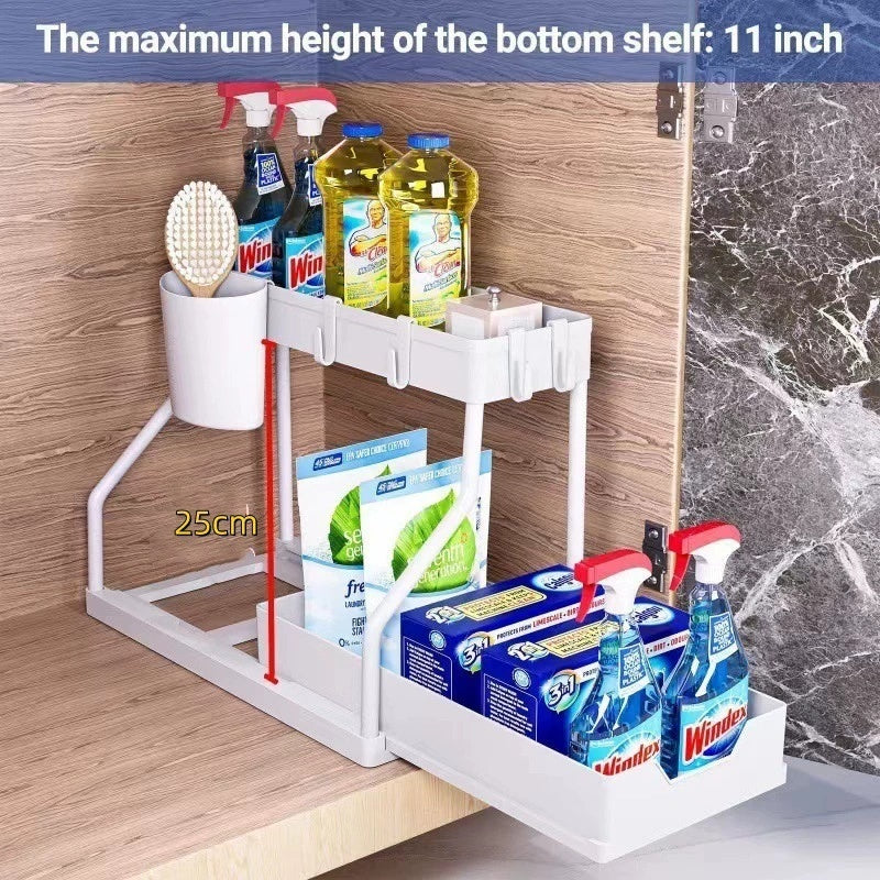 Bathroom Kitchen Sink Storage Rack 2 Floors
