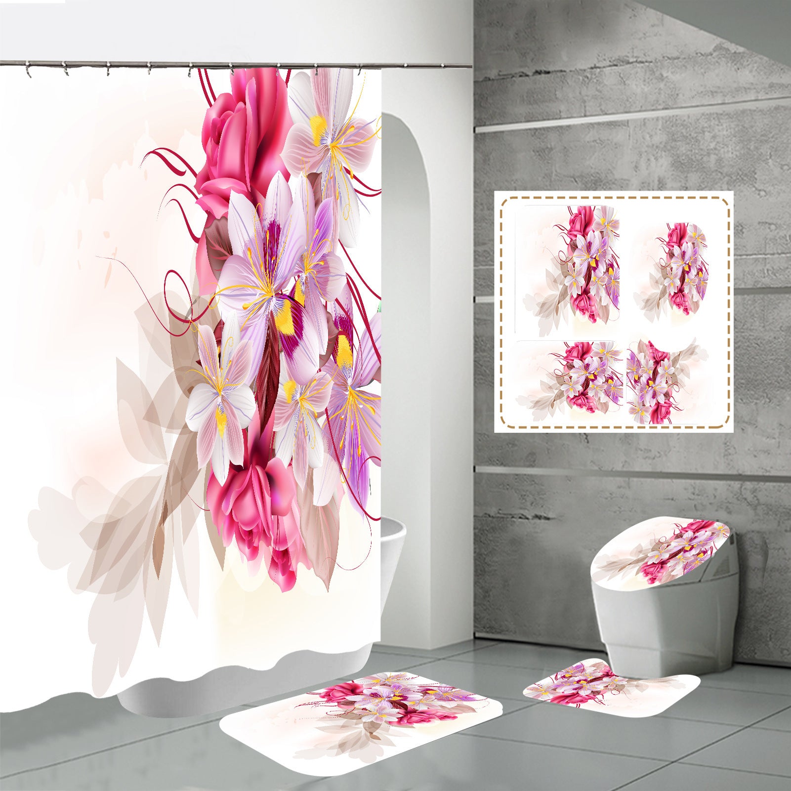 3D HD Digital Printing Bathroom Shower Curtain