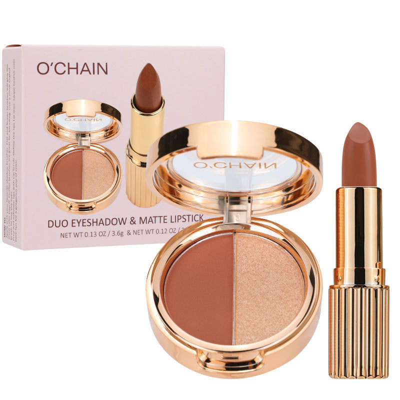 Pearlescent Double-color Eye Shadow Matte Lipstick Does Not Fade Nonstick Cup