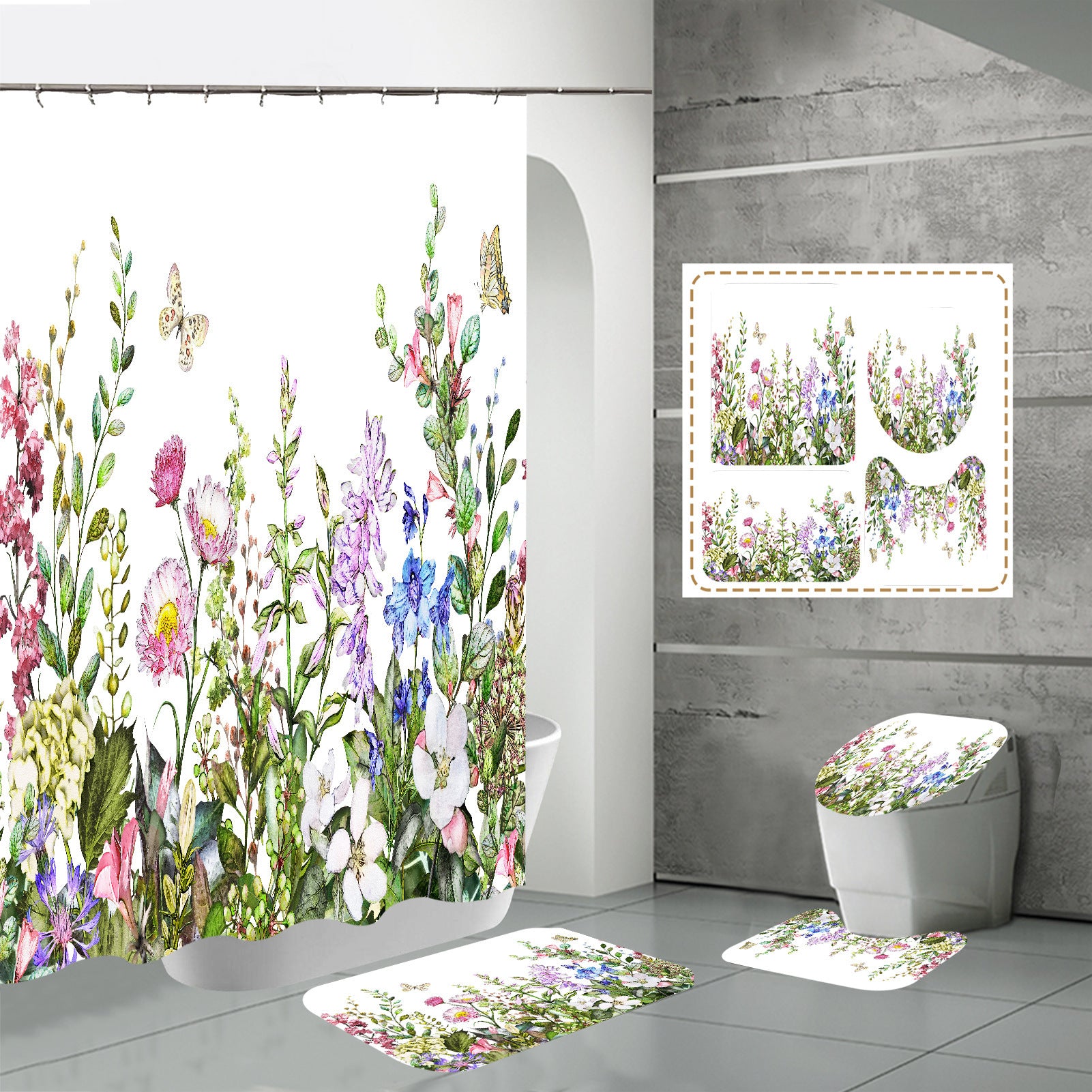 3D HD Digital Printing Bathroom Shower Curtain