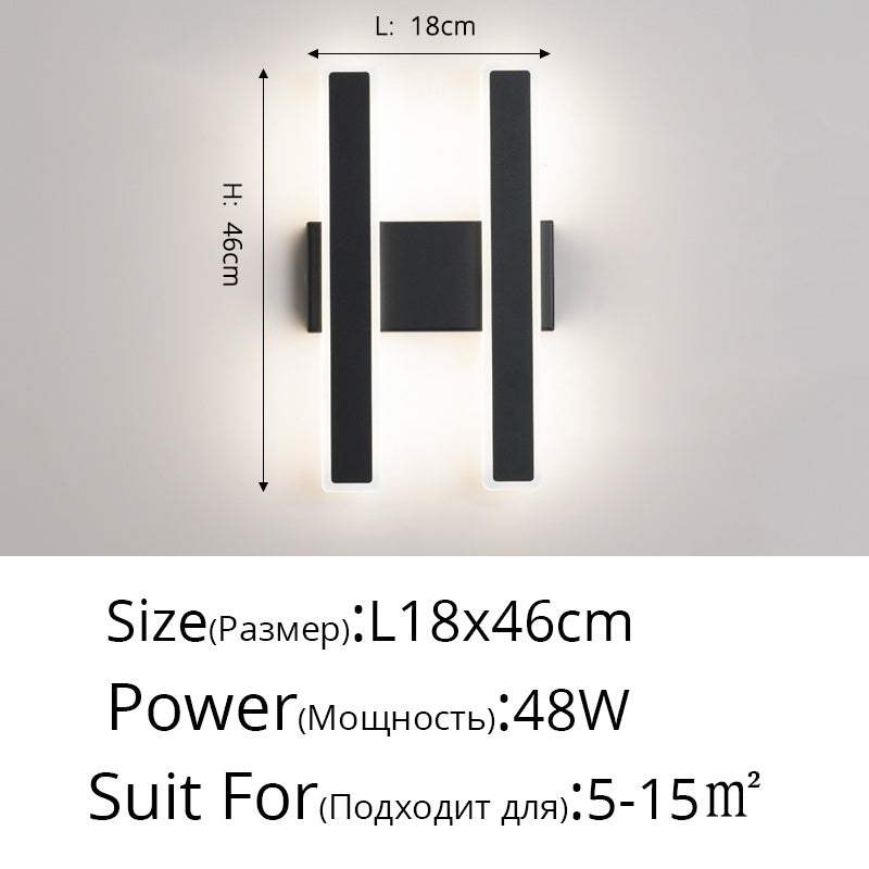 Modern Minimalist Bedroom Double Head Wall Lamp