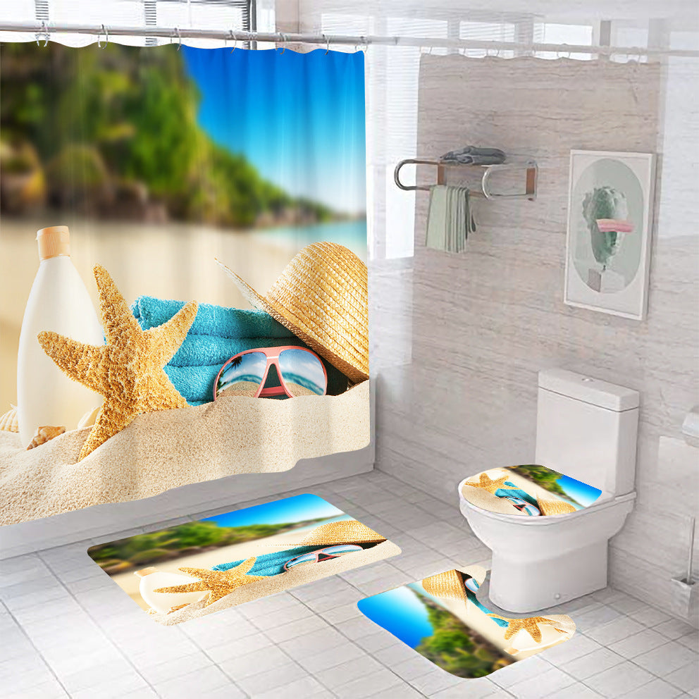 Mildew-proof Bathroom Shower Curtain Set Of Four