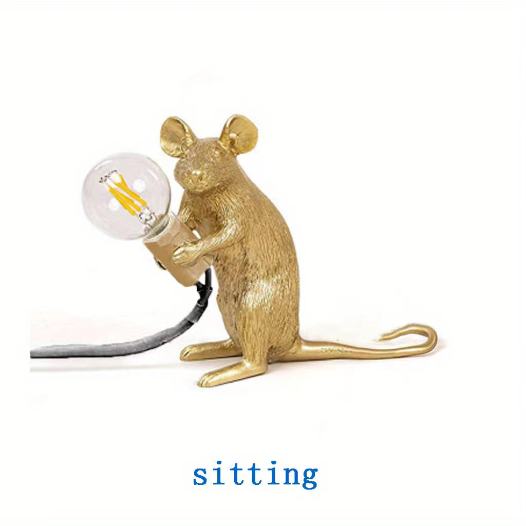 Lampe de Table Creative Nordique en Résine Souris Lumières LED Veilleuse Mini Lampes de Bureau Rat