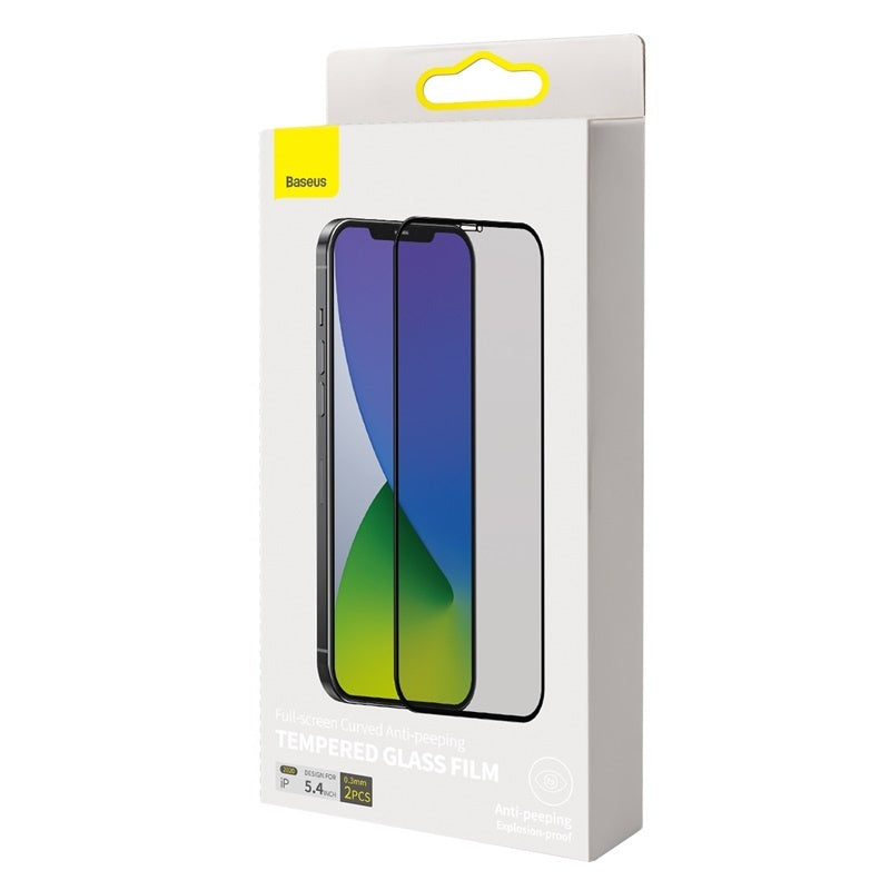 0.3mm Full Screen Curved Privacy Tempered Tempered Film For IP 5.4 Inch Two Pieces Black
