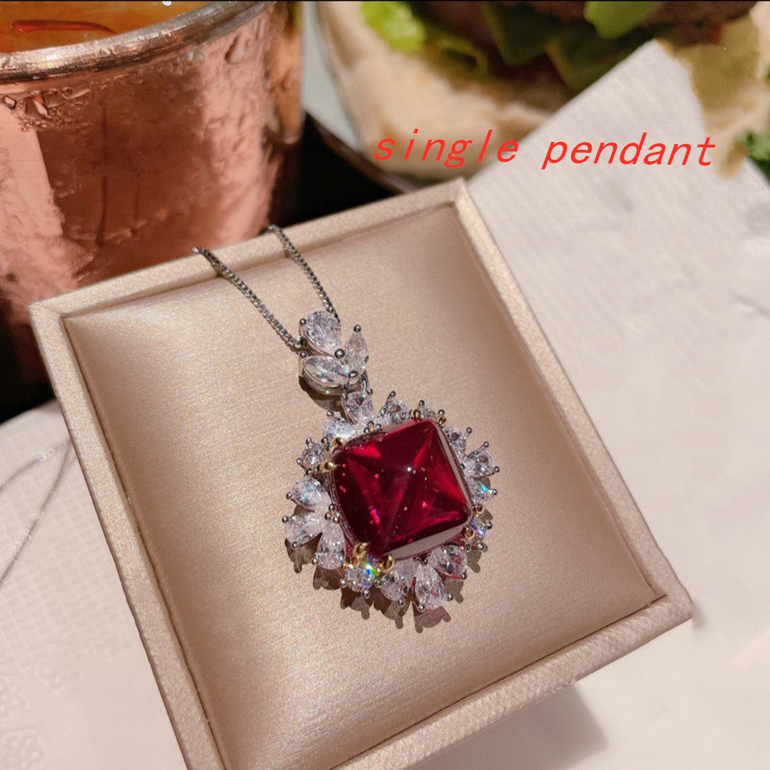 Full Diamond Pendant Stud Earrings Set
