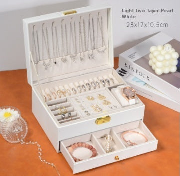 Boîte de rangement de bijoux Boîte à bijoux de luxe exquise pour colliers boucles d'oreilles or