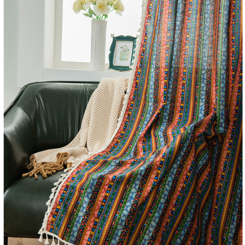 Simia Bedroom Curtain Cotton And Linen Tassels