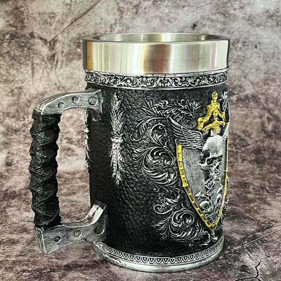 Medieval Beer Steins Retro Creative Coffee Cup Stainless Steel Mug Cup