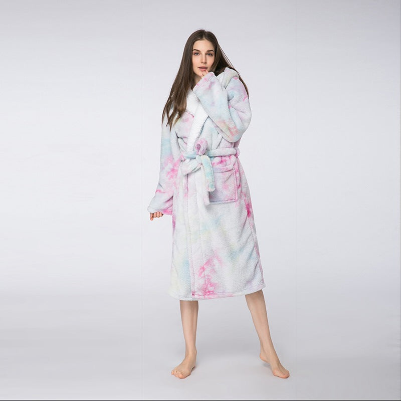 Robe Ladies Pajamas Couples Home Tie-Dye Bathrobes