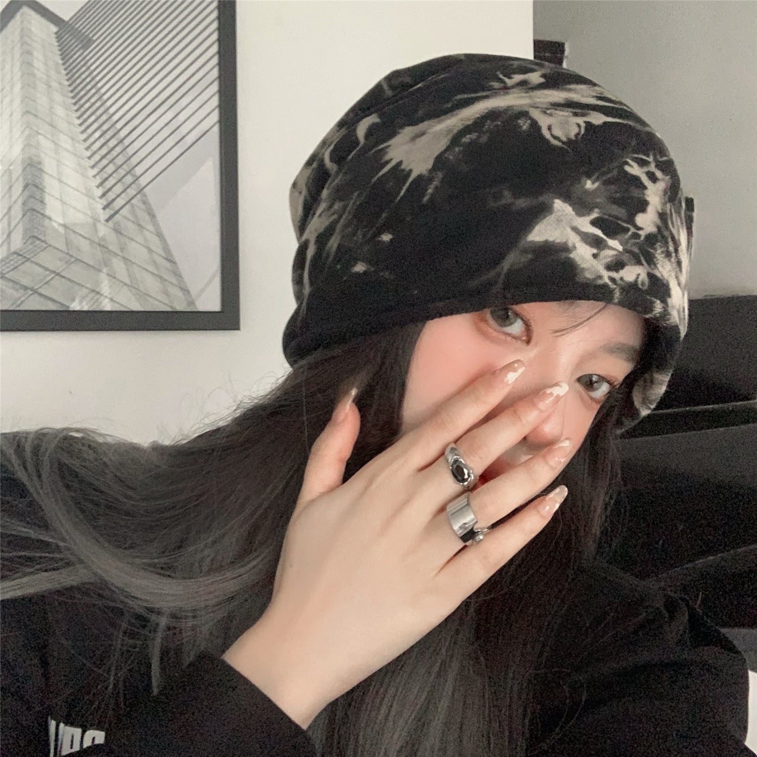 Japanese Thin Dark Tie Dye Baotou Hat