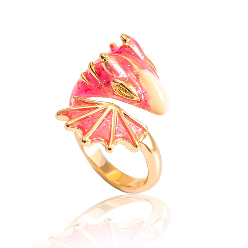 Boho Blue Green Pink Red Dragon Wing Adjustable Rings For Women
