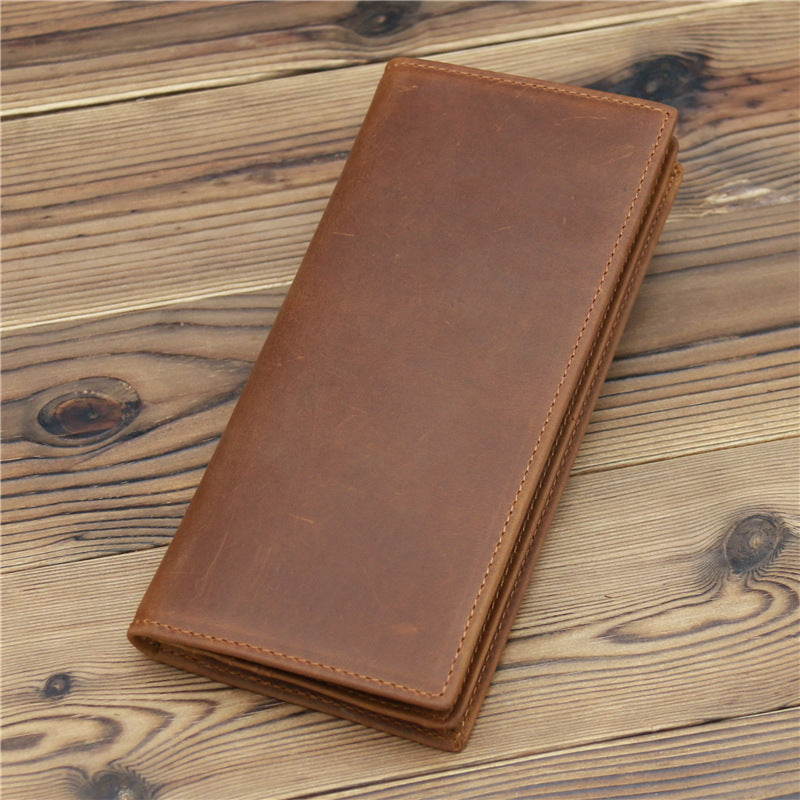 Portefeuille rétro en cuir de vachette première couche pure