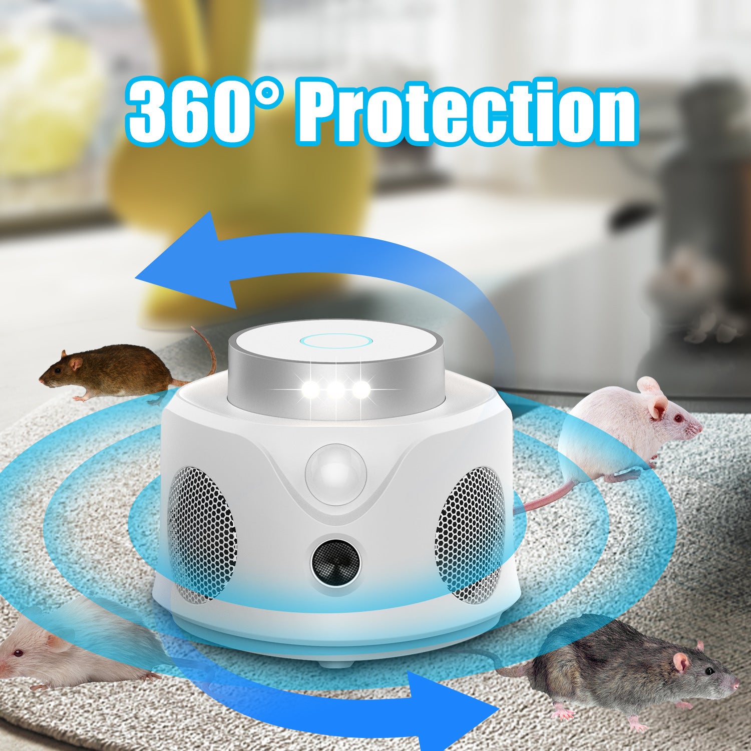 Indoor 360 Degrees Ultrasonic Mouse Expeller Multi-functional Insect Killer