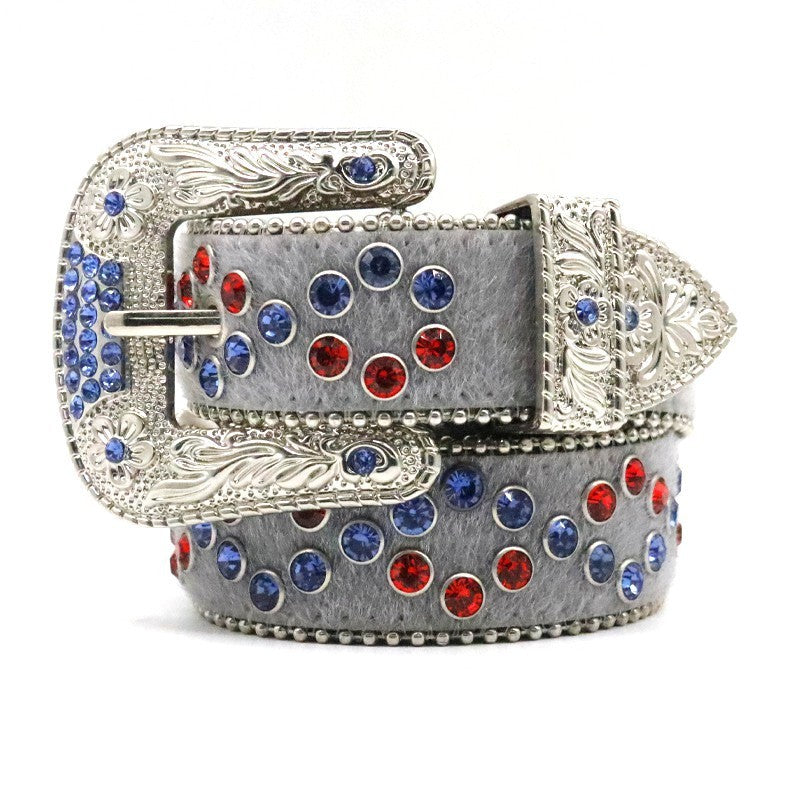 Fashionable Women's Studded Flower Buckle Belt