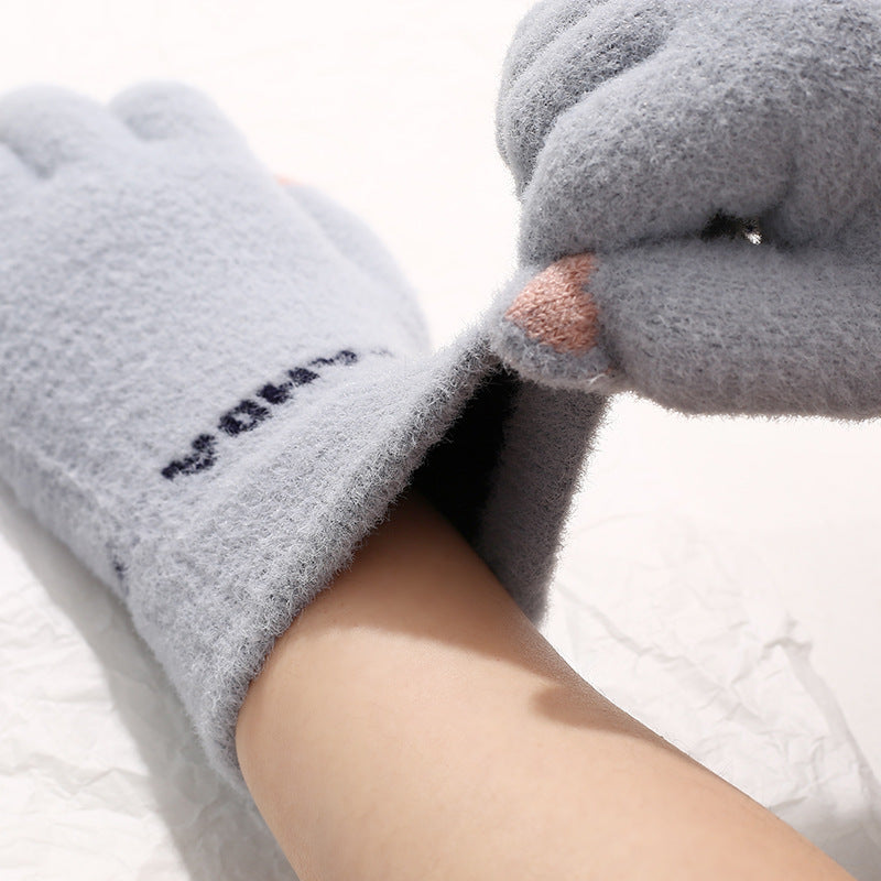 Women's Winter Touch Screen Warmth Thick Faux Wool Gloves