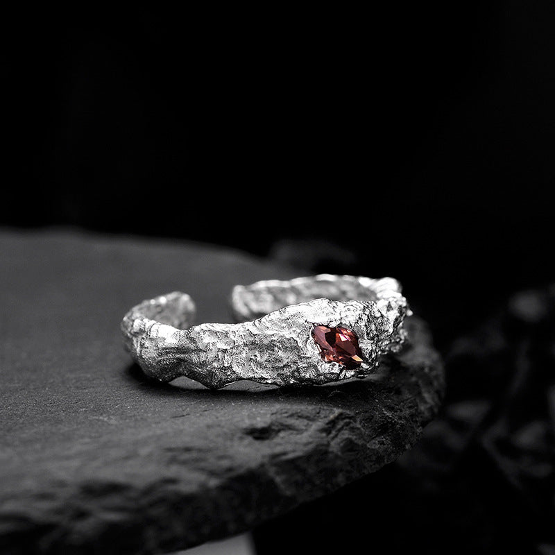Women's Sterling Silver Damaged Texture Ring