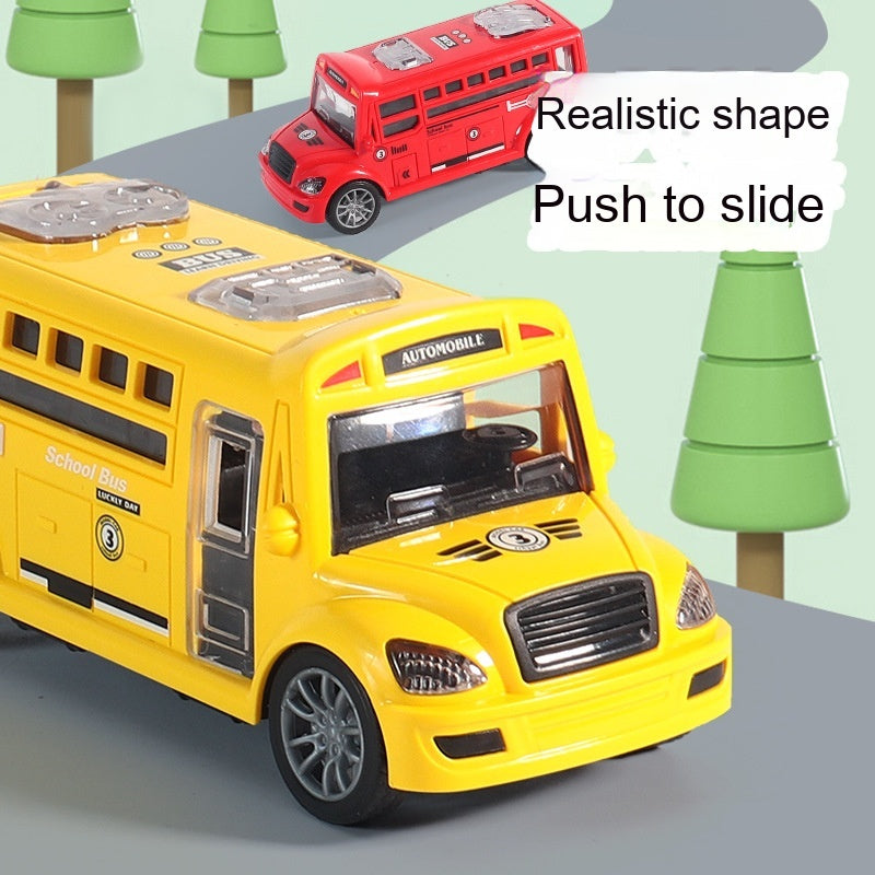 Children Boy Inertia Warrior Campus Bus Toy Car Model