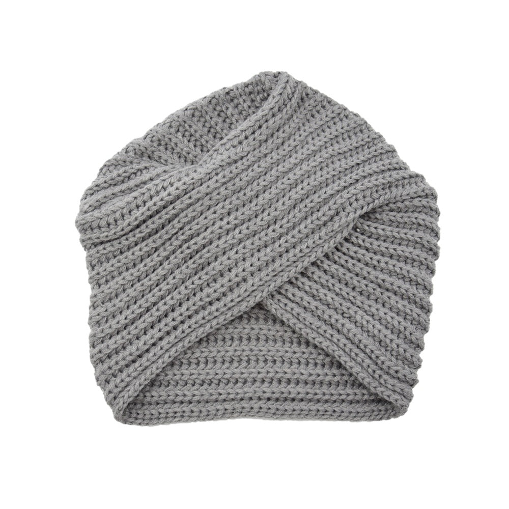 Fashion Woolen Knit Hat With Crossover Pullover