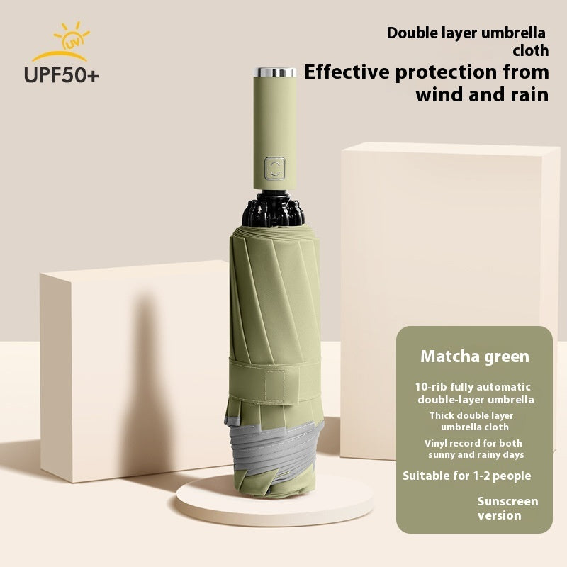 10-bone Automatic Vinyl Double-layer Reverse Umbrella