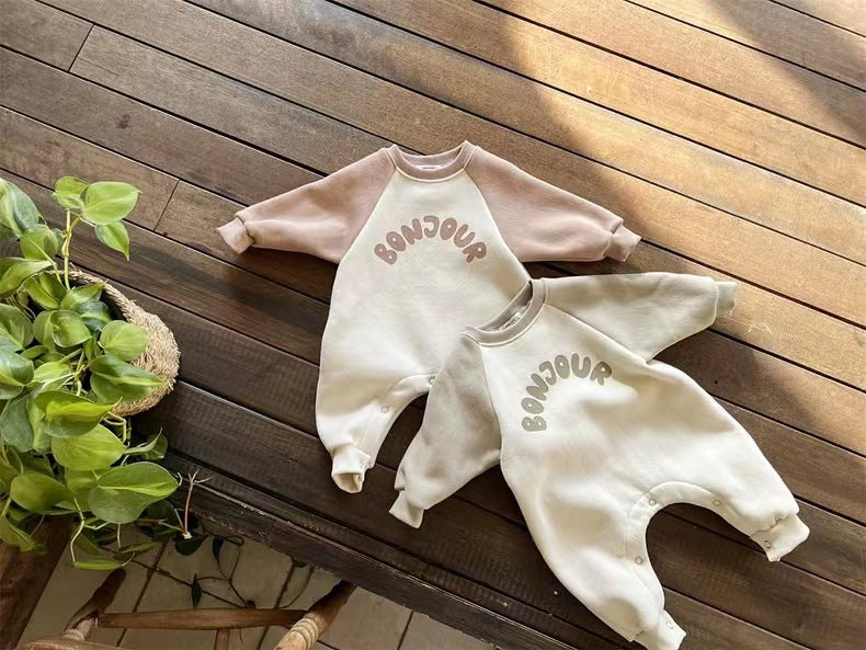 Lettered Casual Loose Romper Long Climbing