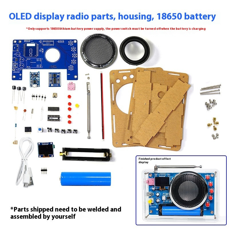 OLED Display Radio Assembly Kit Rechargeable FM Radio Circuit Board Welding Electronic DIY Production