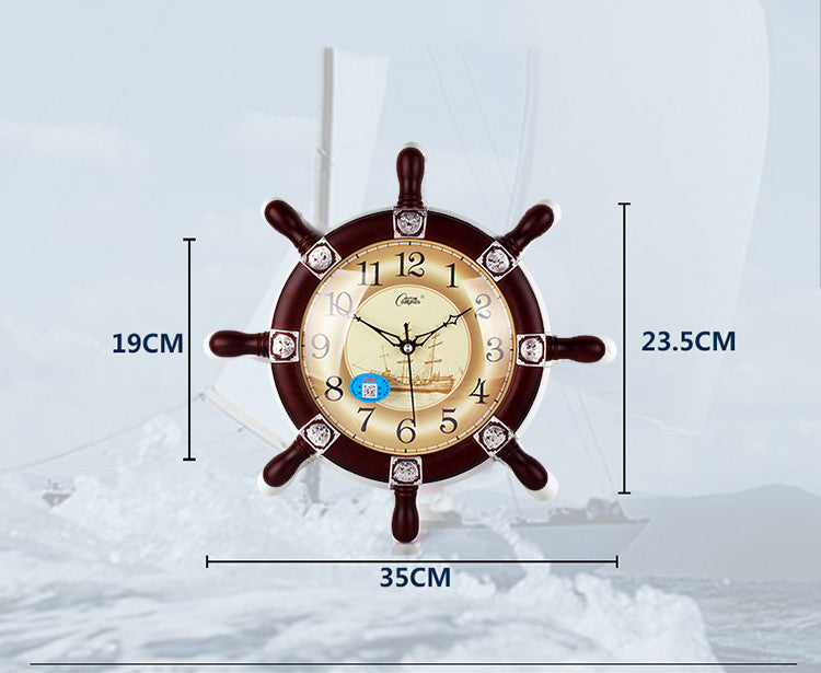 Living Room Silent Creative Small Boat Rudder Wall Clock