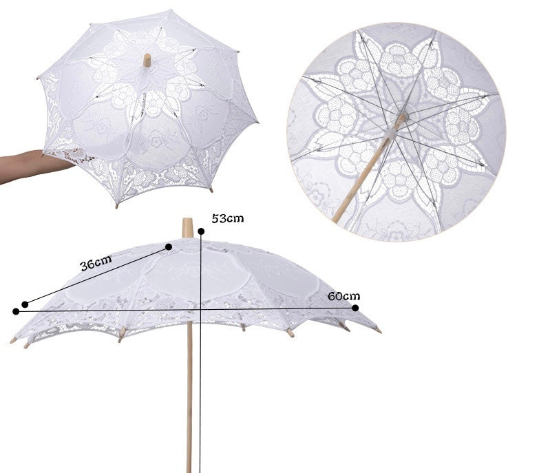 White Lace Decorative Craft Umbrella