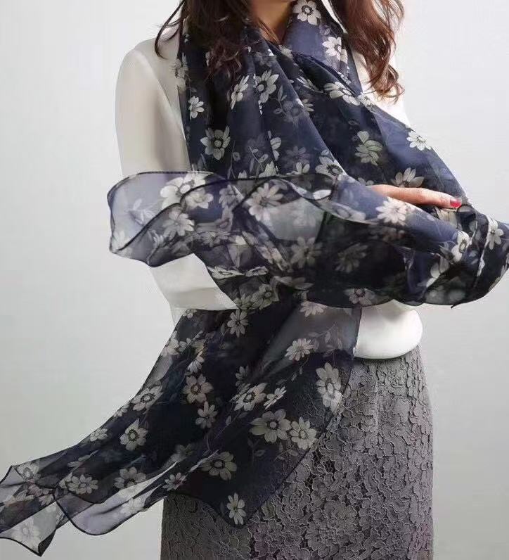 Mulberry Silk Chiffon With Digital Printlightweight Airy And Flowy Summer Sheer Scarf
