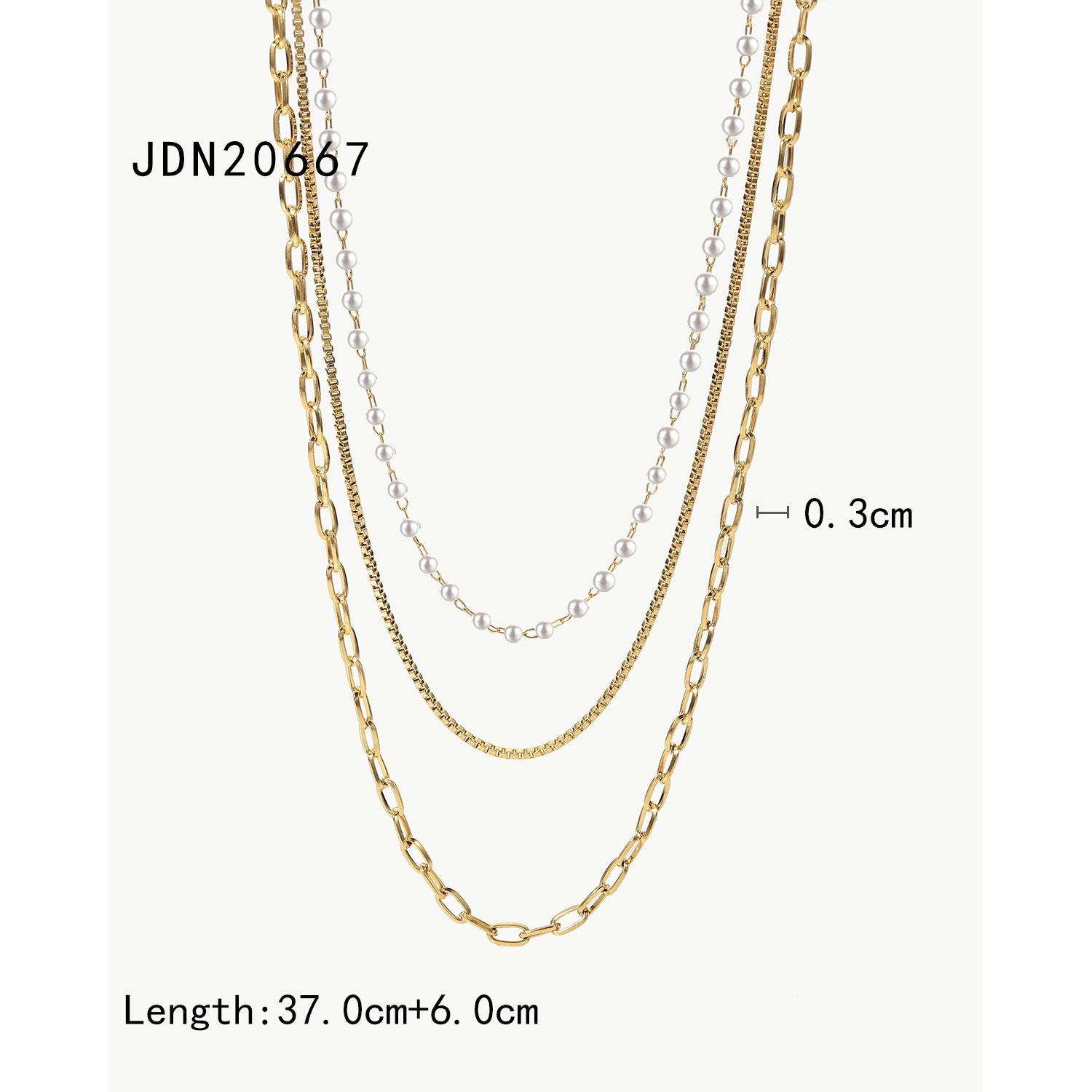 18K Gold Stainless Steel Necklace Small Pearl Collarbone Chain