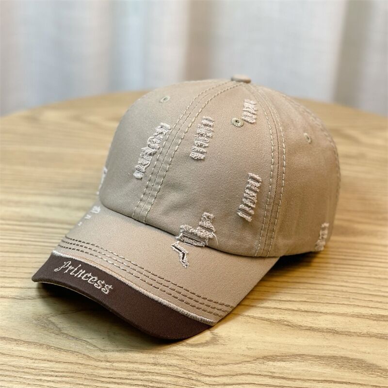Double-stitching Shabby Embroidered Letter Baseball Cap