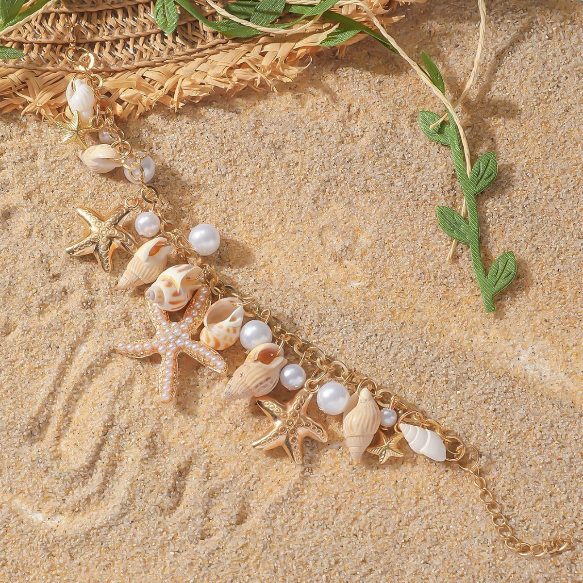 Cheville Coquillage Étoile de Mer Vacances Bohème Coquille Perle Bijoux de Pied