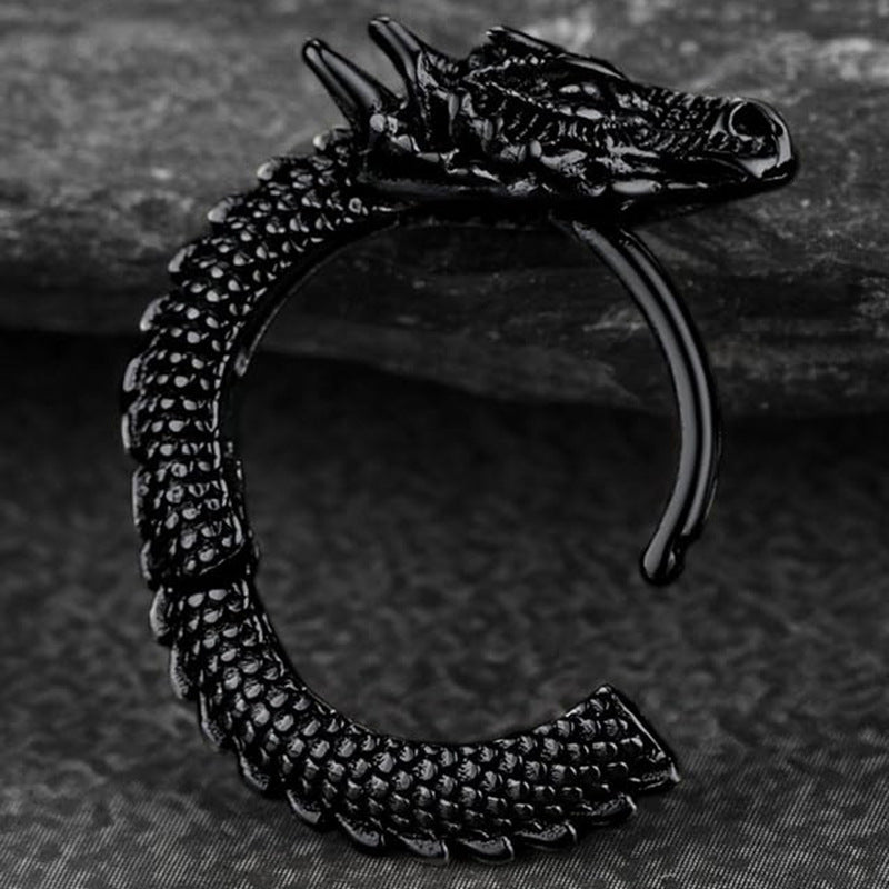 Stainless Steel Dragon Earrings Punk Hip Hop Personality