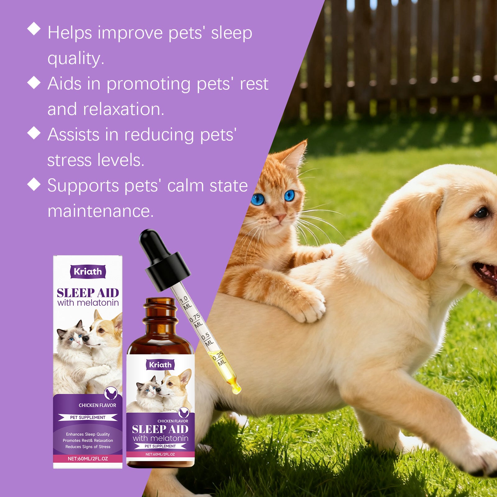Kriath Pet Cat And Dog Care Drops Gentle, Nourishing, And Soothing Drops For Cats And Dogs, Ideal For Daily Sleep And General Care