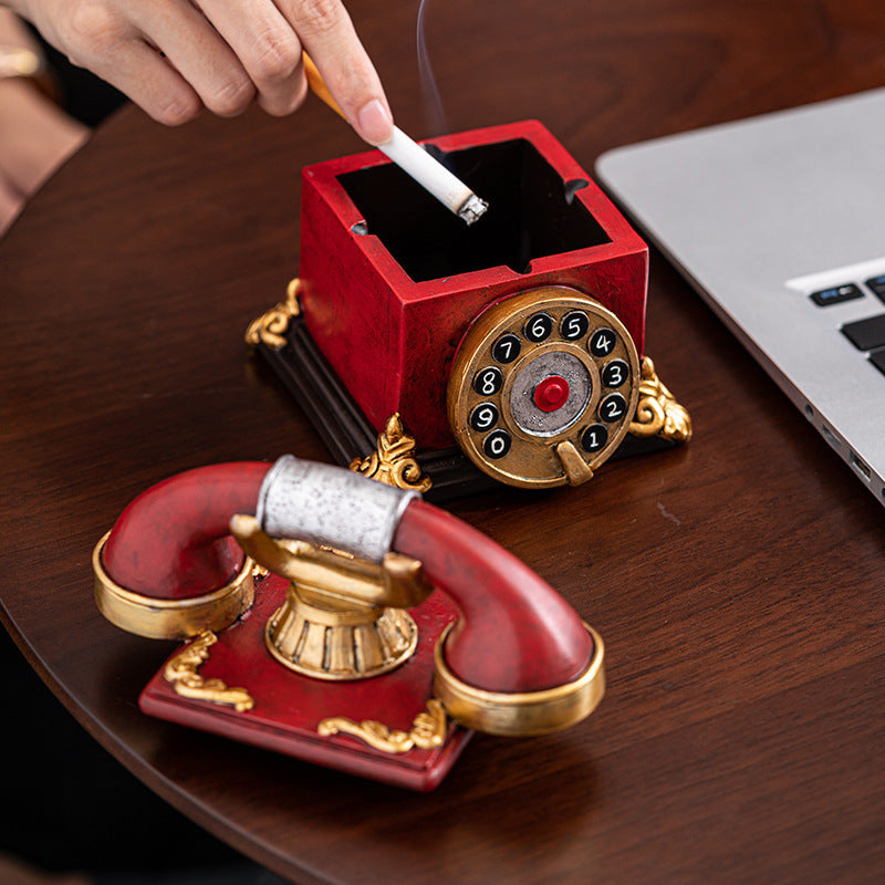 Household Fashion Retro Nostalgic Telephone Landline Ashtray