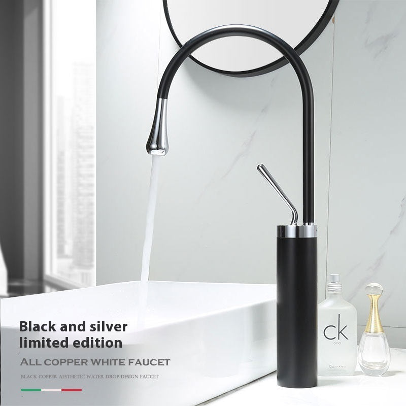 Water Drop Brushed Gold Copper Body Basin Wash Basin Rotating Faucet