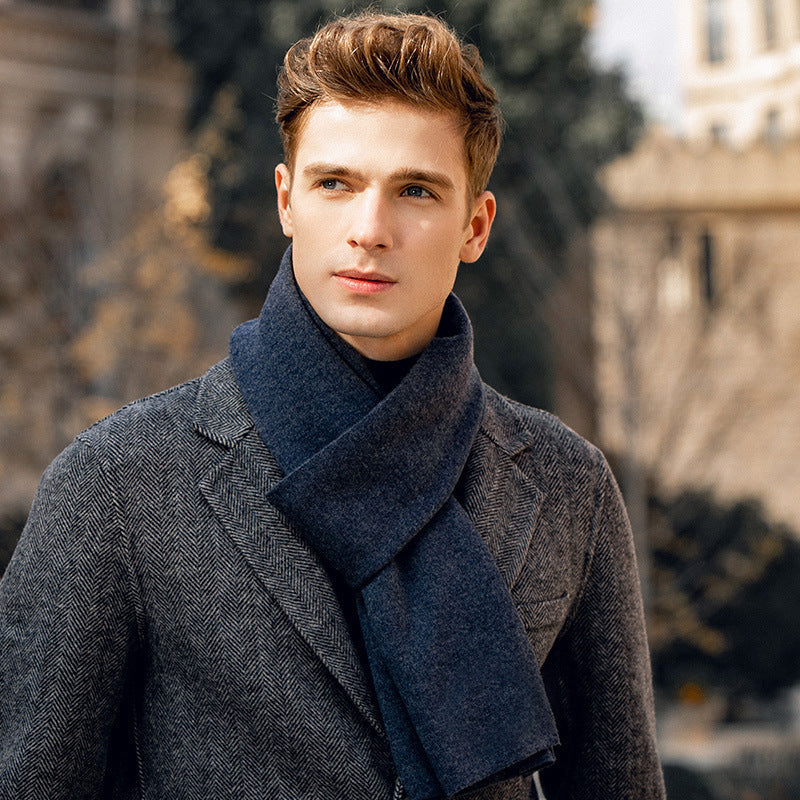 Men's Solid-color Wool Knitted Scarf