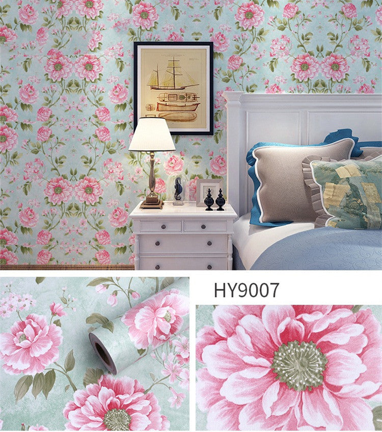 Large Flower Wallpaper Mixed With Family Style