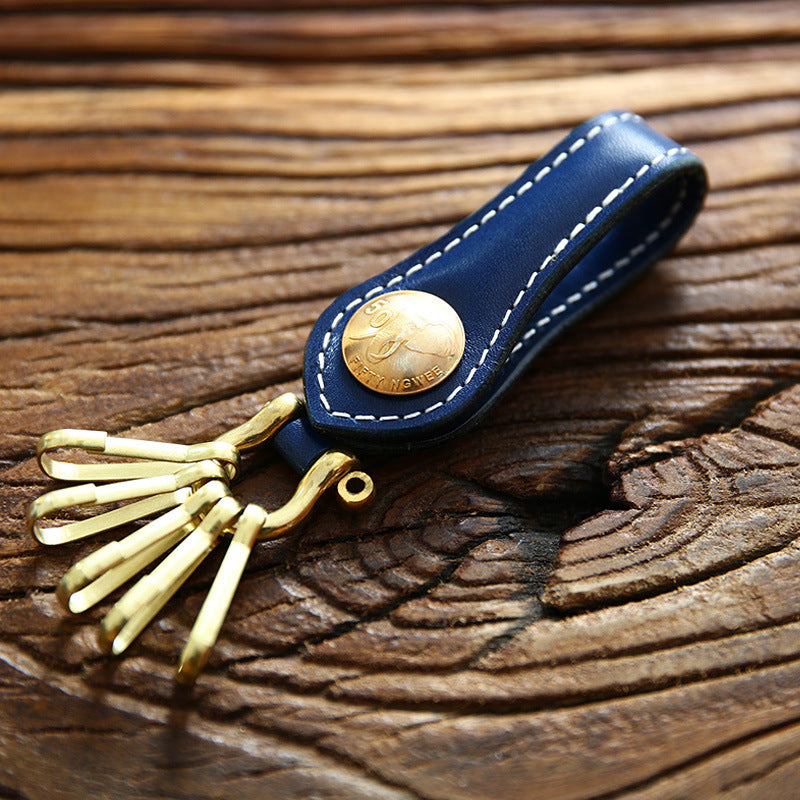 Men's Simple First Layer Leather Leather Keychain
