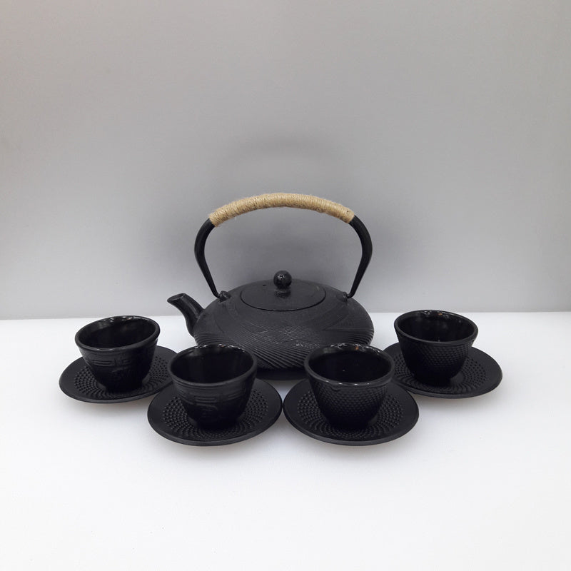 Kettle Handmade Pot Iron Teapot Stripe Flat Kettle 09L