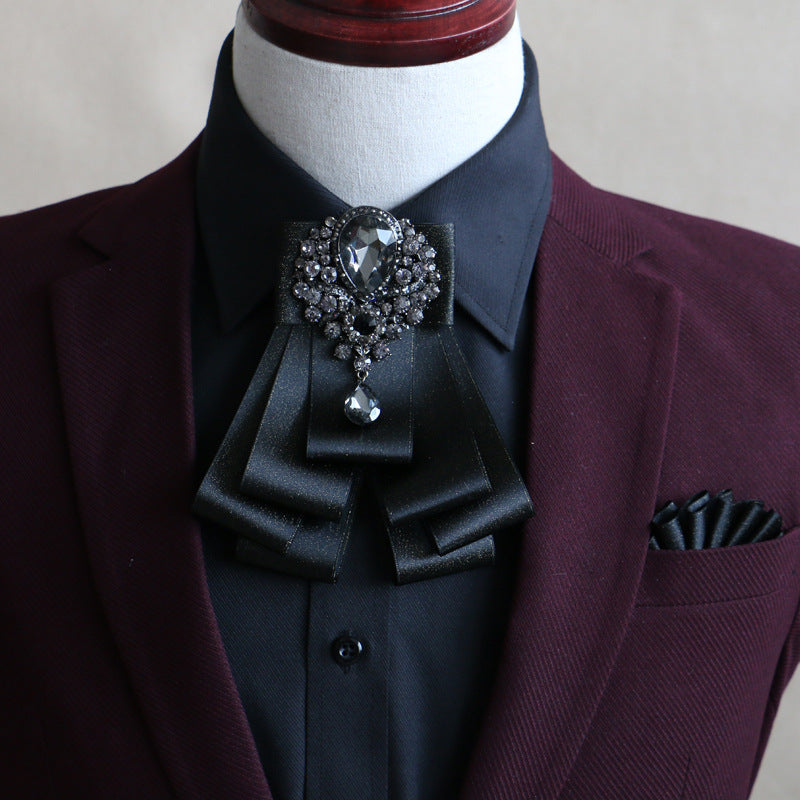 Men's Fashion Simple Diamond Bow Tie Set