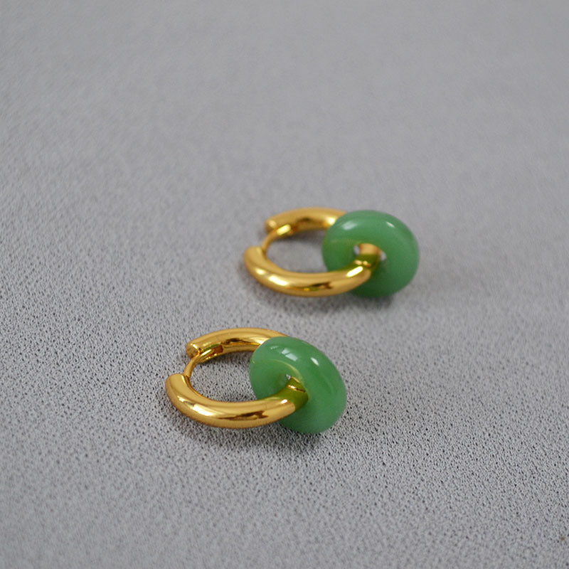 Fashion Retro Natural Stone Ring Earrings For Women