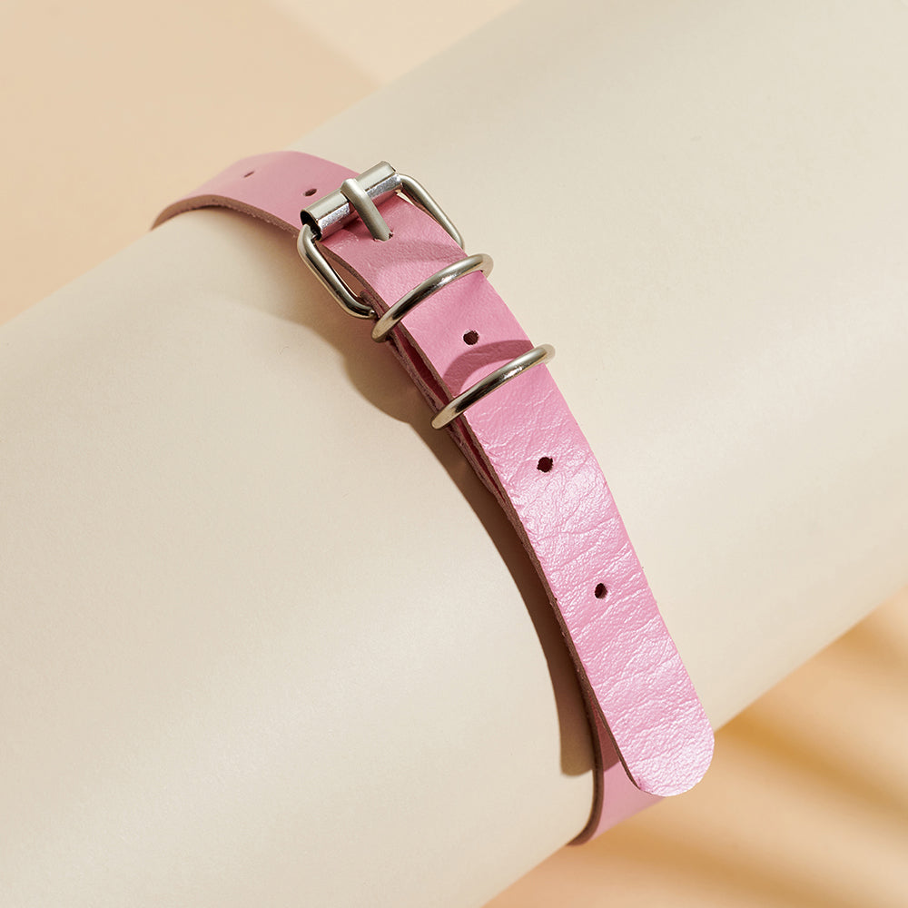 PU Leather Chain Buckle Collar Belt Buckle Necklace For Women