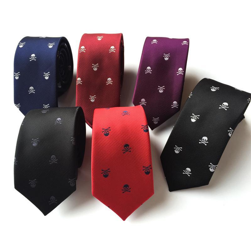 New 6cm Narrow Version Skull Head Halloween Tie