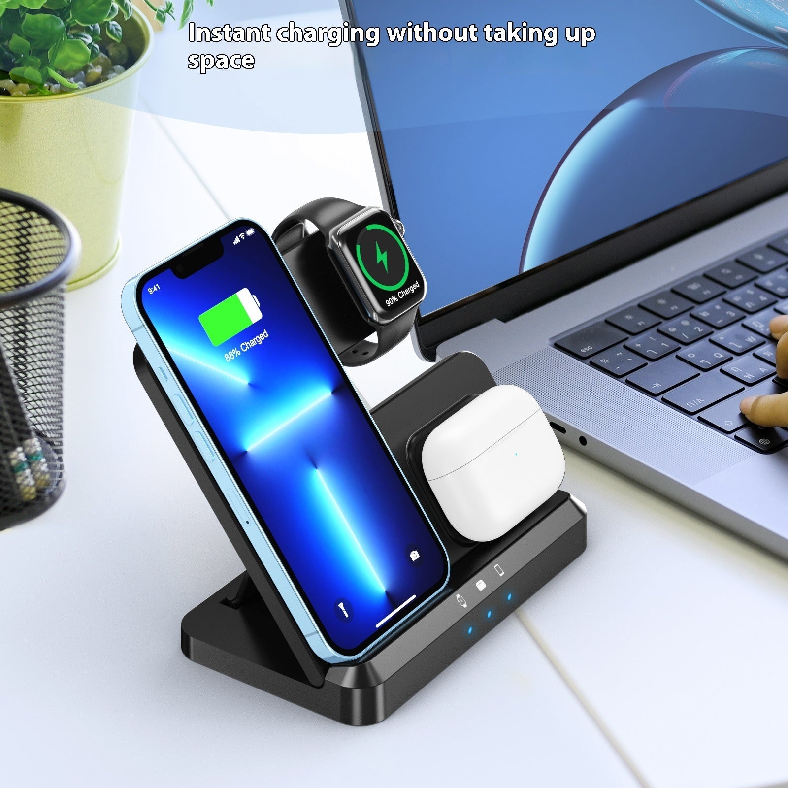 Applicable Mobile Phone Watch Wireless Charger Portable Folding Three-in-one Wireless Charger Electrical Appliances