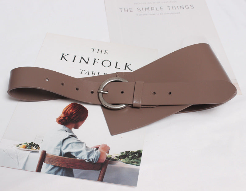 Ceinture large en cuir véritable pour femme avec jupe