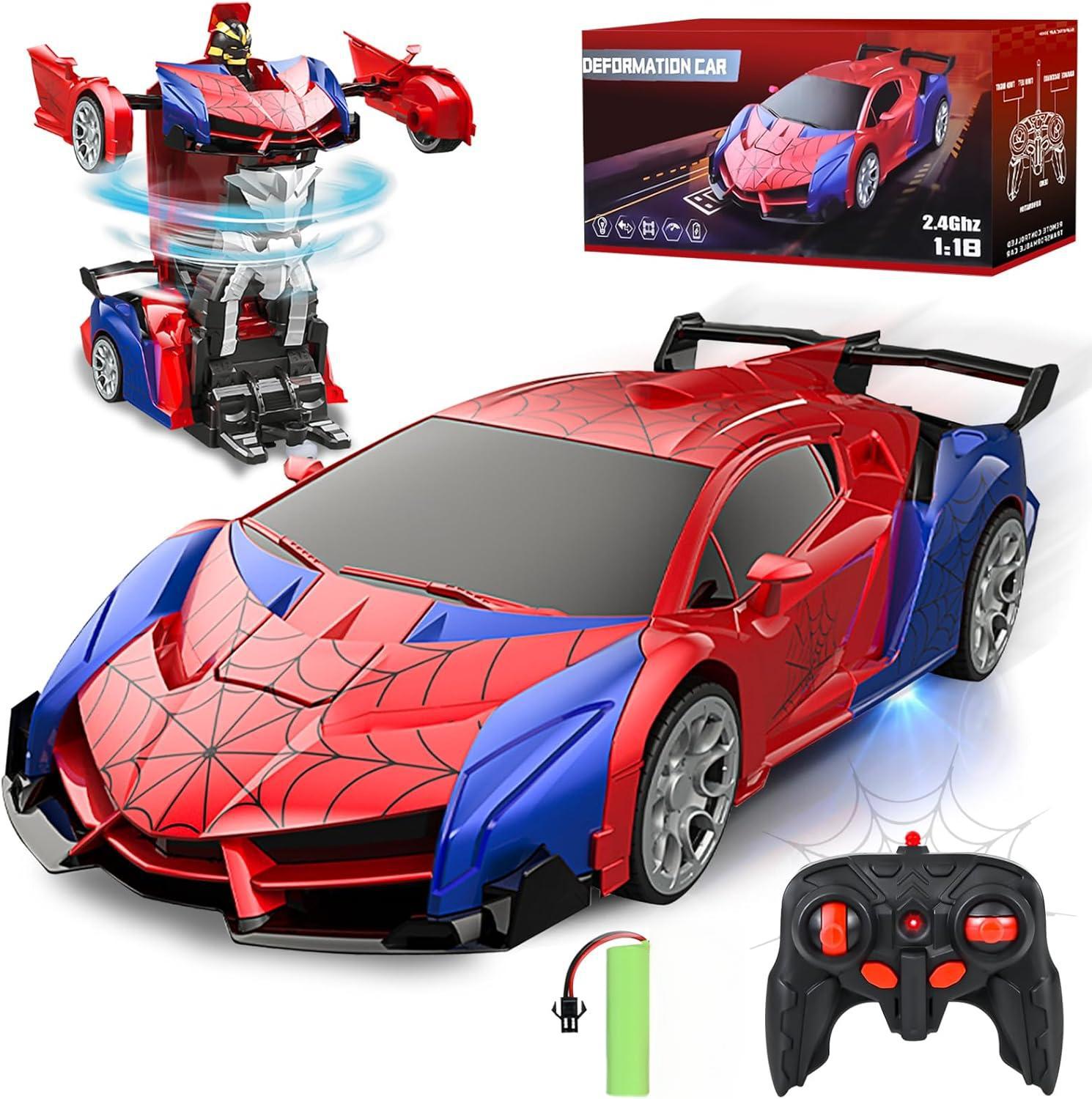 Remote-controlled Spider-transforming Toy Rechargeable Racing Car Model